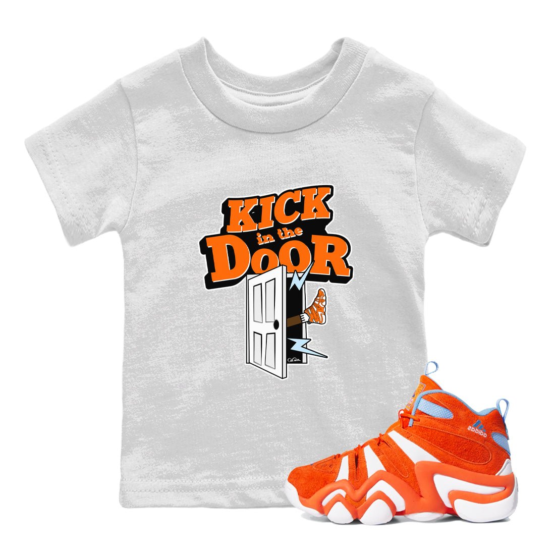 Crazy 8 Team Orange shirt to match jordans Kick In The Door sneaker tees Adidas Crazy 8 Team Orange SNRT Sneaker Release Tees Baby Toddler White 1 T-Shirt