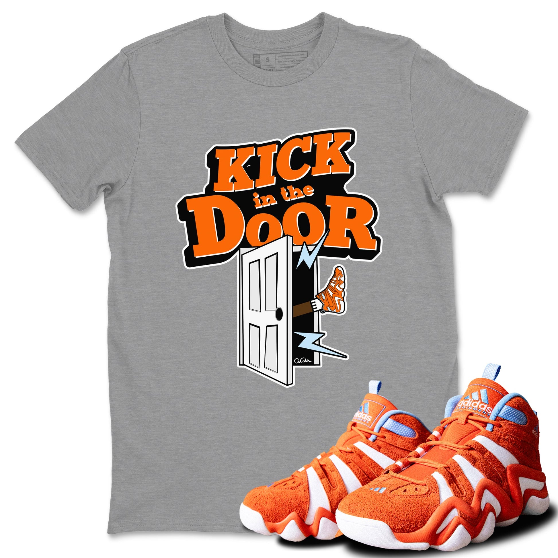 Crazy 8 Team Orange shirt to match jordans Kick In The Door sneaker tees Adidas Crazy 8 Team Orange SNRT Sneaker Release Tees Unisex Heather Grey 1 T-Shirt