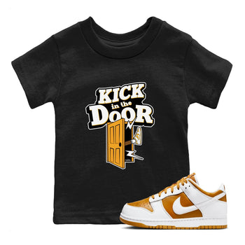 Dunk Dark Curry shirt to match jordans Kick In The Door sneaker tees AJ1 Low Dark Curry SNRT sneaker release tees baby toddler Black 1 cotton Shirt