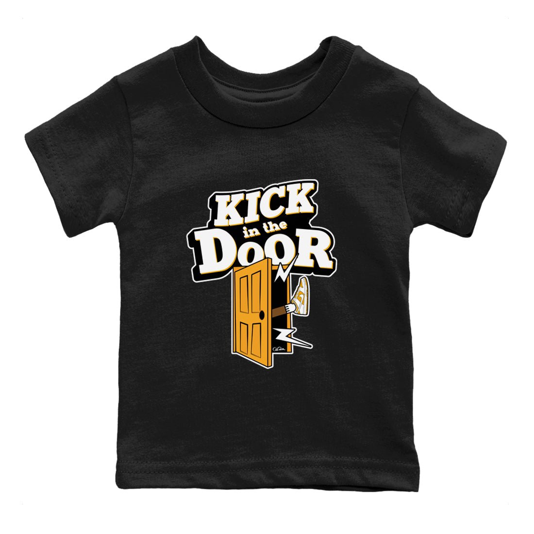Dunk Dark Curry shirt to match jordans Kick In The Door sneaker tees AJ1 Low Dark Curry SNRT sneaker release tees baby toddler Black 2 cotton Shirt