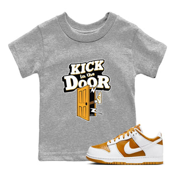 Dunk Dark Curry shirt to match jordans Kick In The Door sneaker tees AJ1 Low Dark Curry SNRT sneaker release tees baby toddler Heather Grey 1 cotton Shirt