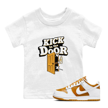 Dunk Dark Curry shirt to match jordans Kick In The Door sneaker tees AJ1 Low Dark Curry SNRT sneaker release tees baby toddler White 1 cotton Shirt