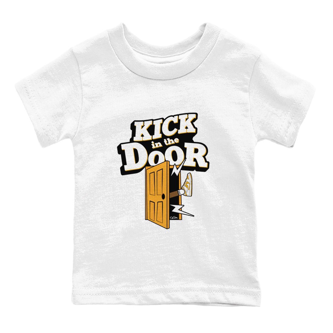 Dunk Dark Curry shirt to match jordans Kick In The Door sneaker tees AJ1 Low Dark Curry SNRT sneaker release tees baby toddler White 2 cotton Shirt
