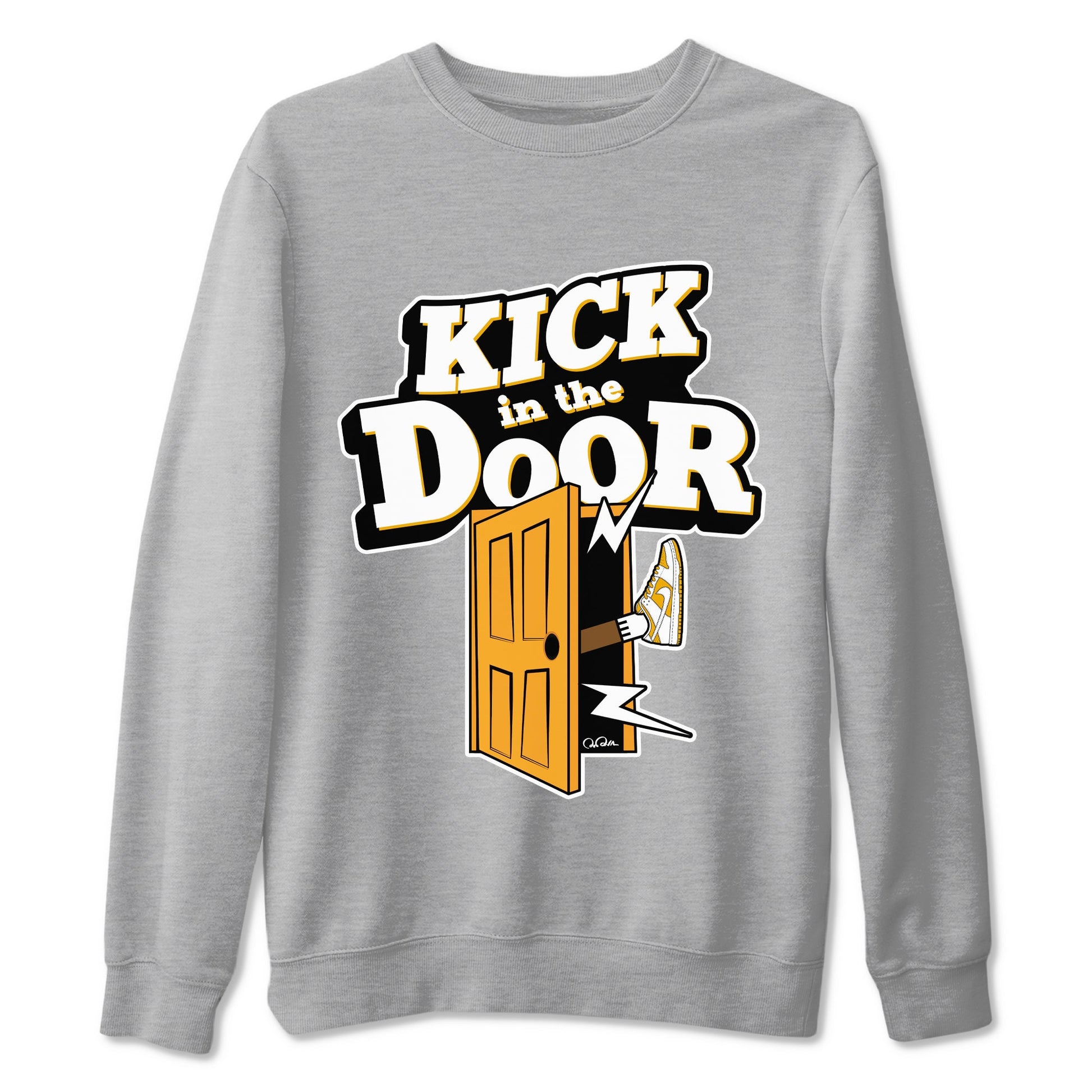 Dunk Dark Curry shirt to match jordans Kick In The Door sneaker tees AJ1 Low Dark Curry SNRT Sneaker Release Tees unisex cotton Heather Grey 2 crew neck shirt
