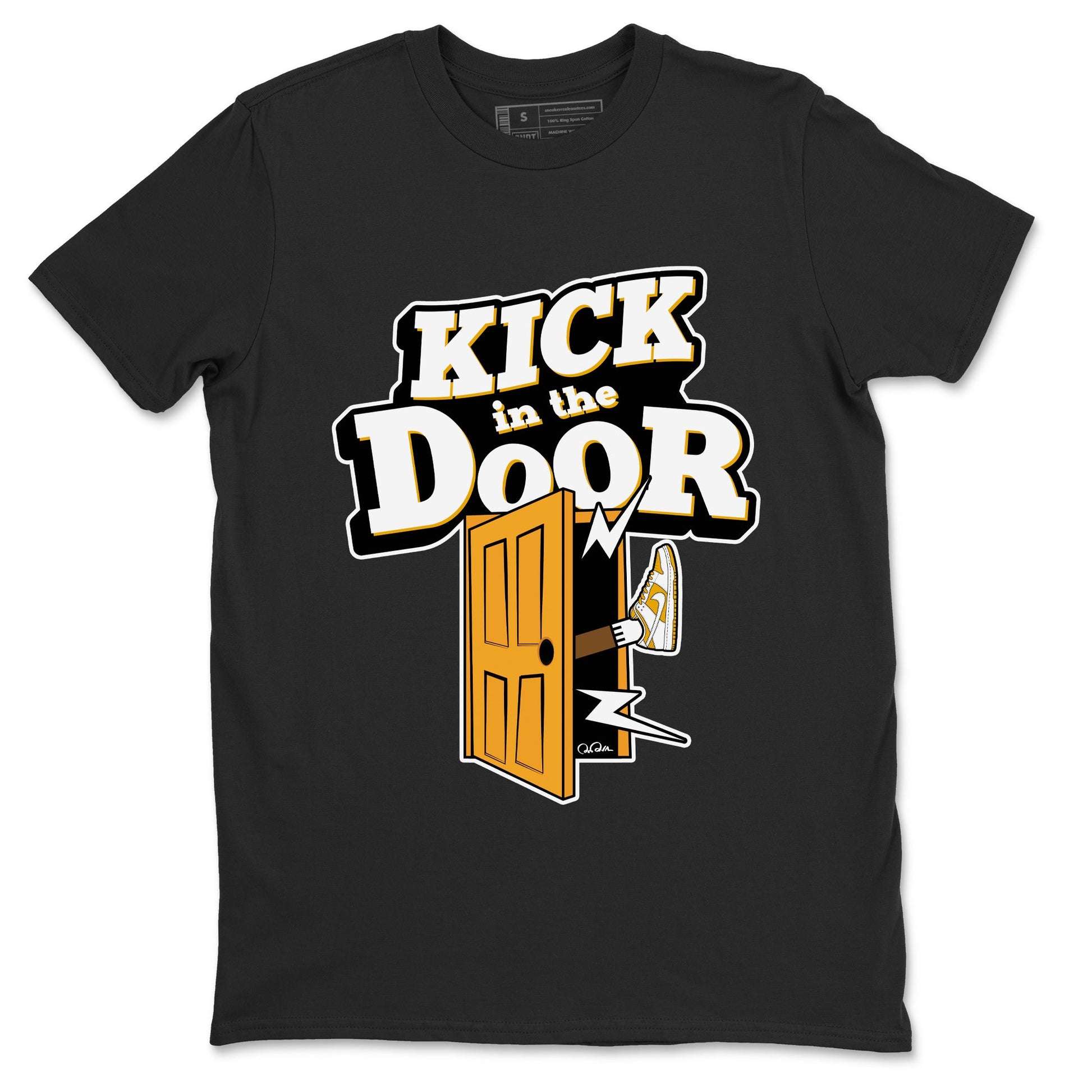 Dunk Dark Curry shirt to match jordans Kick In The Door sneaker tees AJ1 Low Dark Curry SNRT Sneaker Release Tees unisex cotton Black 2 crew neck shirt