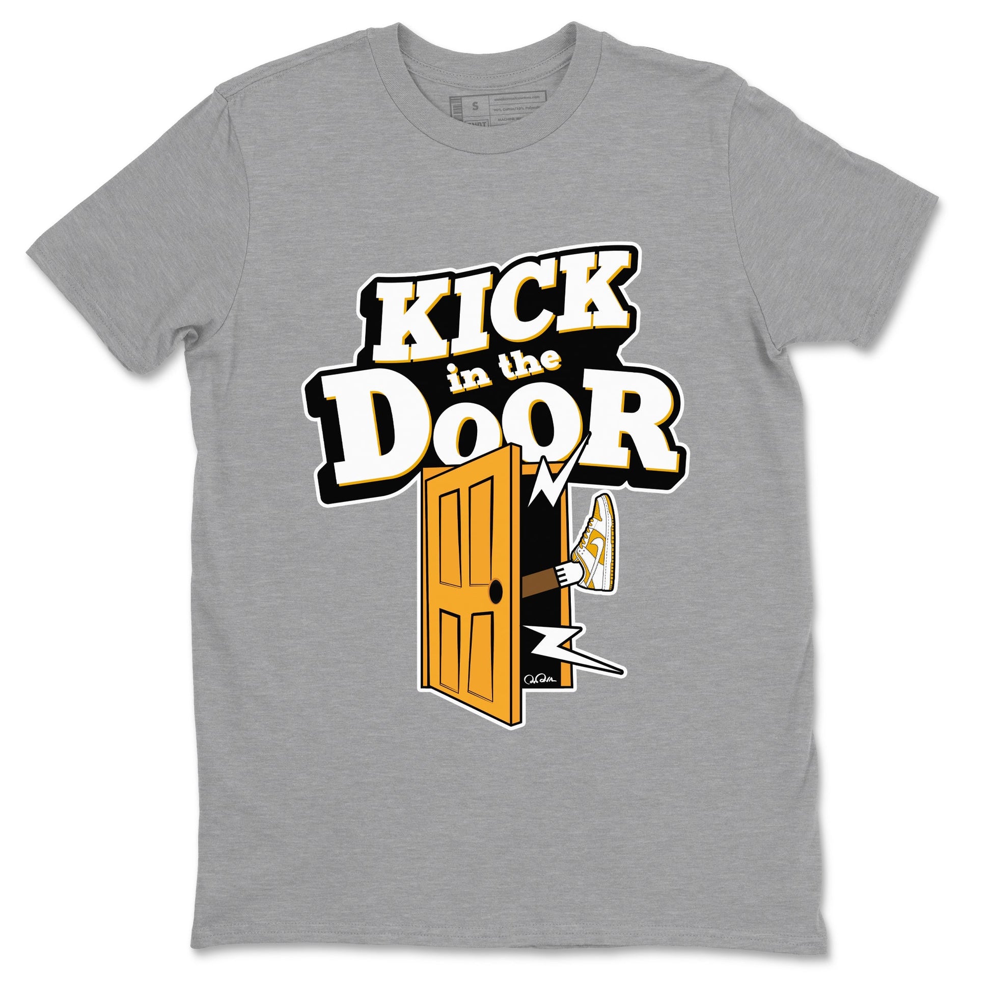 Dunk Dark Curry shirt to match jordans Kick In The Door sneaker tees AJ1 Low Dark Curry SNRT Sneaker Release Tees unisex cotton Heather Grey 2 crew neck shirt