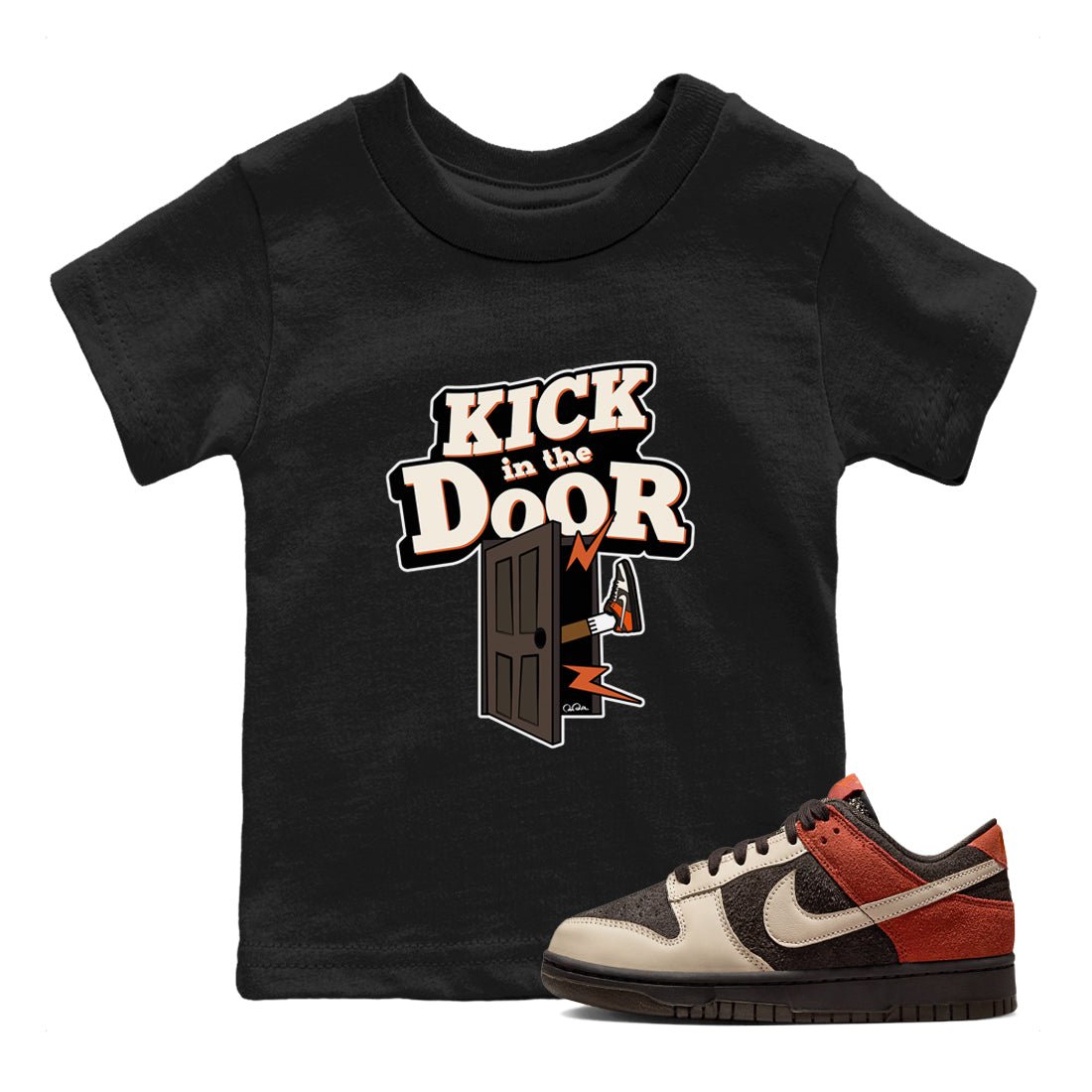 Dunk Red Panda shirt to match jordans Kick In The Door sneaker tees Nike Dunk LowRed Panda SNRT Sneaker Release Tees Baby Toddler Black 1 T-Shirt