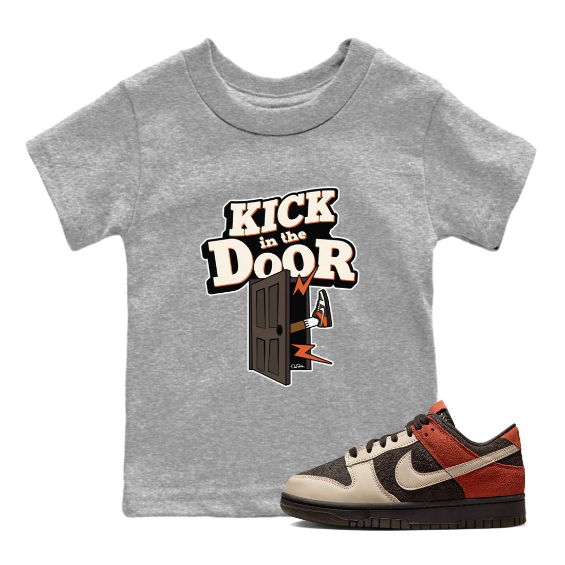 Dunk Red Panda shirt to match jordans Kick In The Door sneaker tees Nike Dunk LowRed Panda SNRT Sneaker Release Tees Baby Toddler Heather Grey 1 T-Shirt