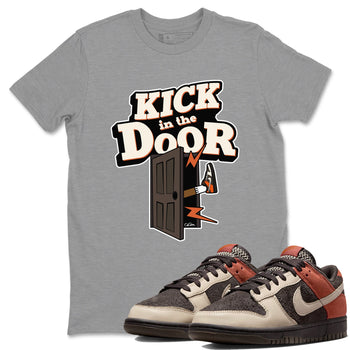 Dunk Red Panda shirt to match jordans Kick In The Door sneaker tees Nike Dunk LowRed Panda SNRT Sneaker Release Tees Unisex Heather Grey 1 T-Shirt