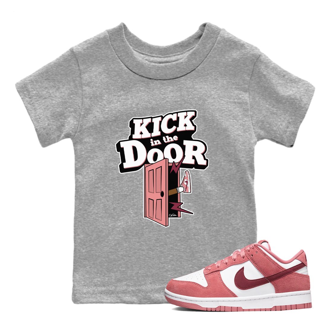 Dunk Valentines Day 2024 shirt to match jordans Kick In The Door sneaker tees Dunk Happy Valentines Day 2024 SNRT Sneaker Release Tees Baby Toddler Heather Grey 1 T-Shirt