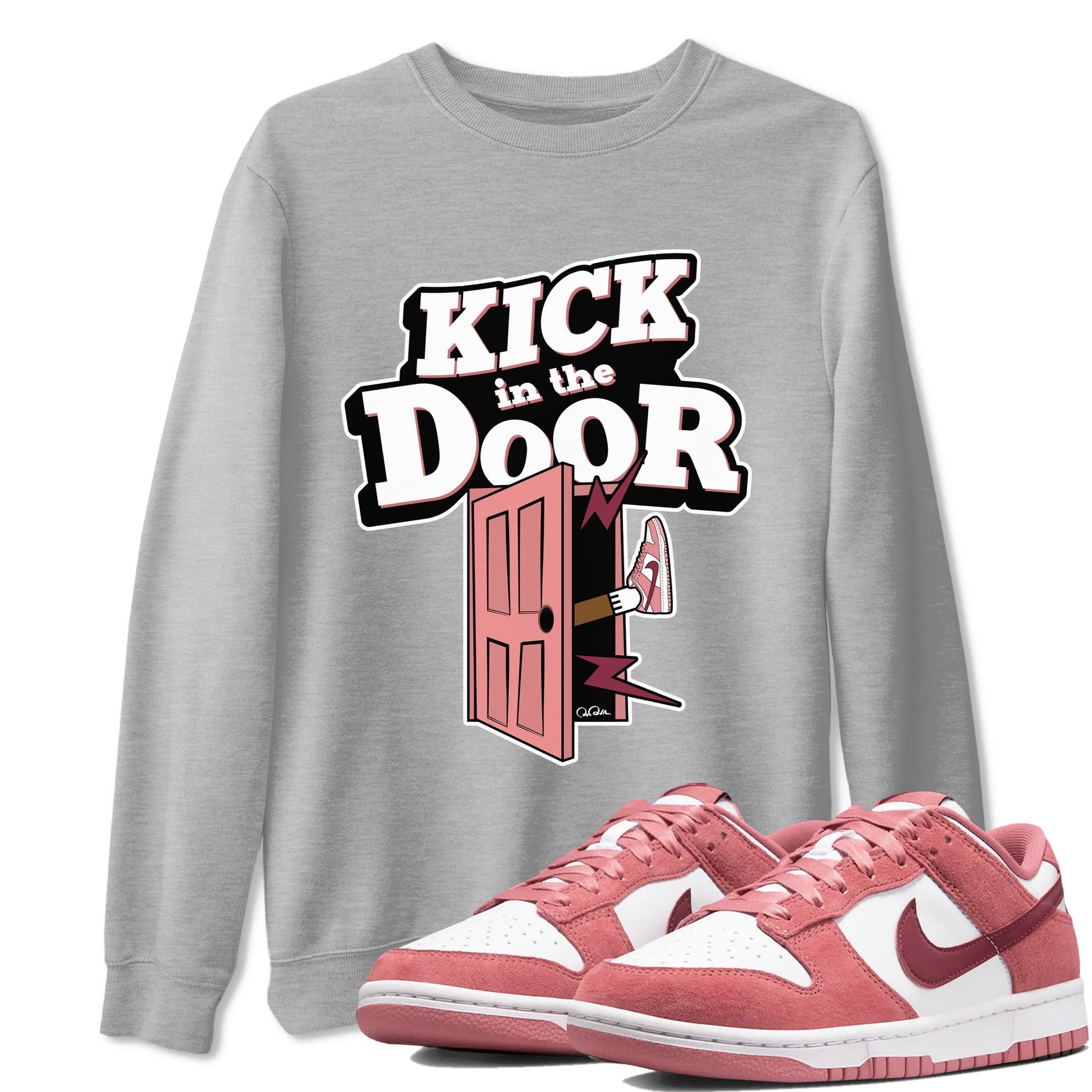 Dunk Valentines Day 2024 shirt to match jordans Kick In The Door sneaker tees Dunk Happy Valentines Day 2024 SNRT Sneaker Release Tees Unisex Heather Grey 1 T-Shirt