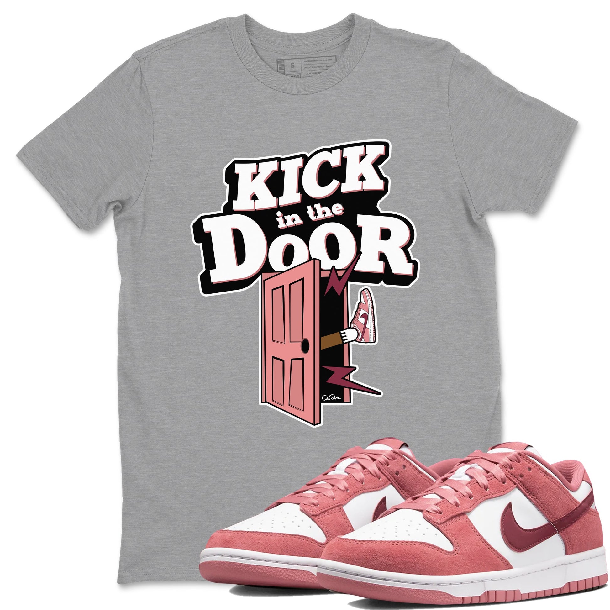 Dunk Valentines Day 2024 shirt to match jordans Kick In The Door sneaker tees Dunk Happy Valentines Day 2024 SNRT Sneaker Release Tees Unisex Heather Grey 1 T-Shirt