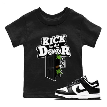 Dunk Panda Sneaker Match Tees Kick In The Door Sneaker Tees Dunk Low White Black SNRT Sneaker Release Tees Kids Shirts Black 1