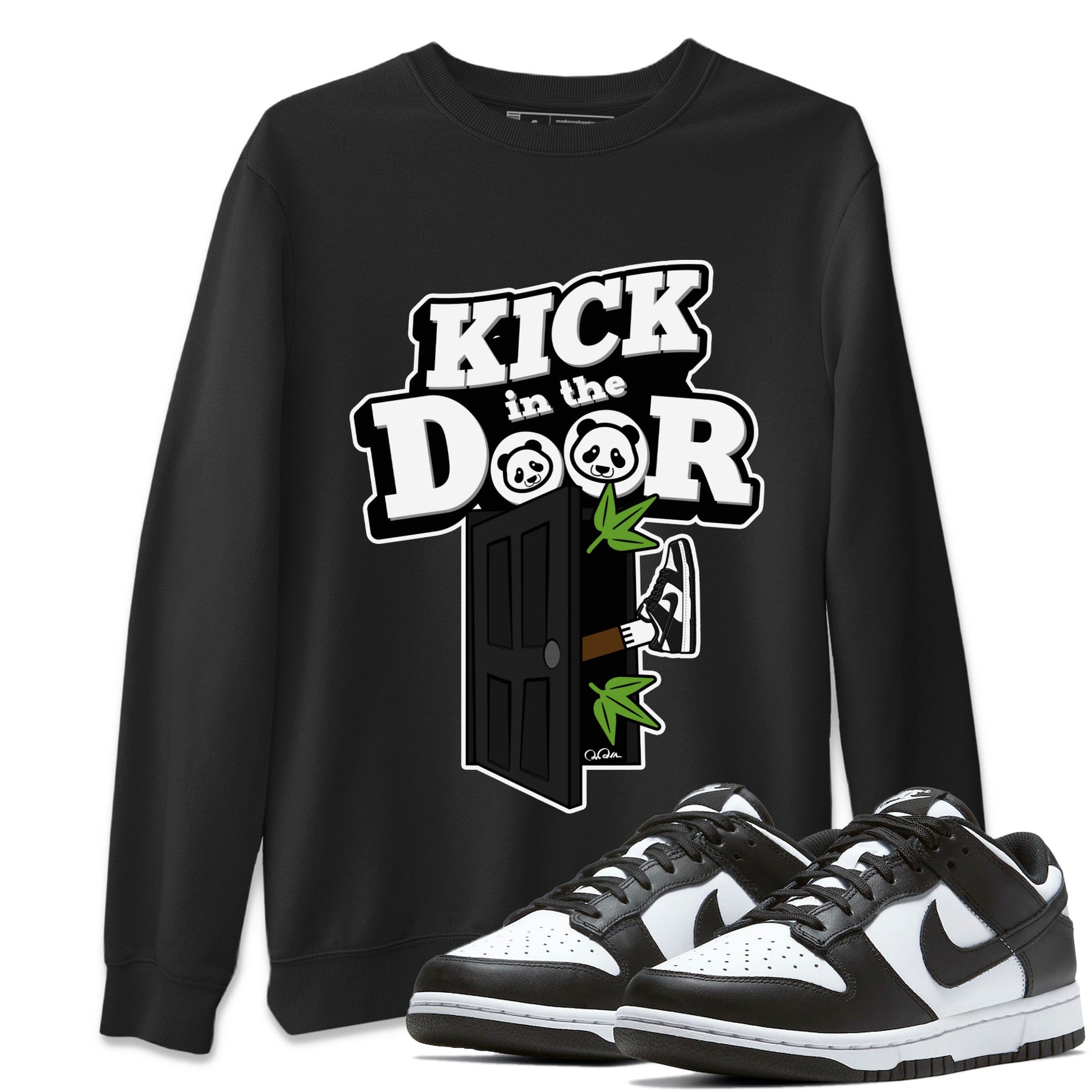 Dunk Panda Sneaker Match Tees Kick In The Door Sneaker Tees Dunk Low White Black SNRT Sneaker Release Tees Unisex Shirts Black 1