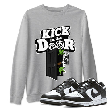 Dunk Panda Sneaker Match Tees Kick In The Door Sneaker Tees Dunk Low White Black SNRT Sneaker Release Tees Unisex Shirts Heather Grey 1