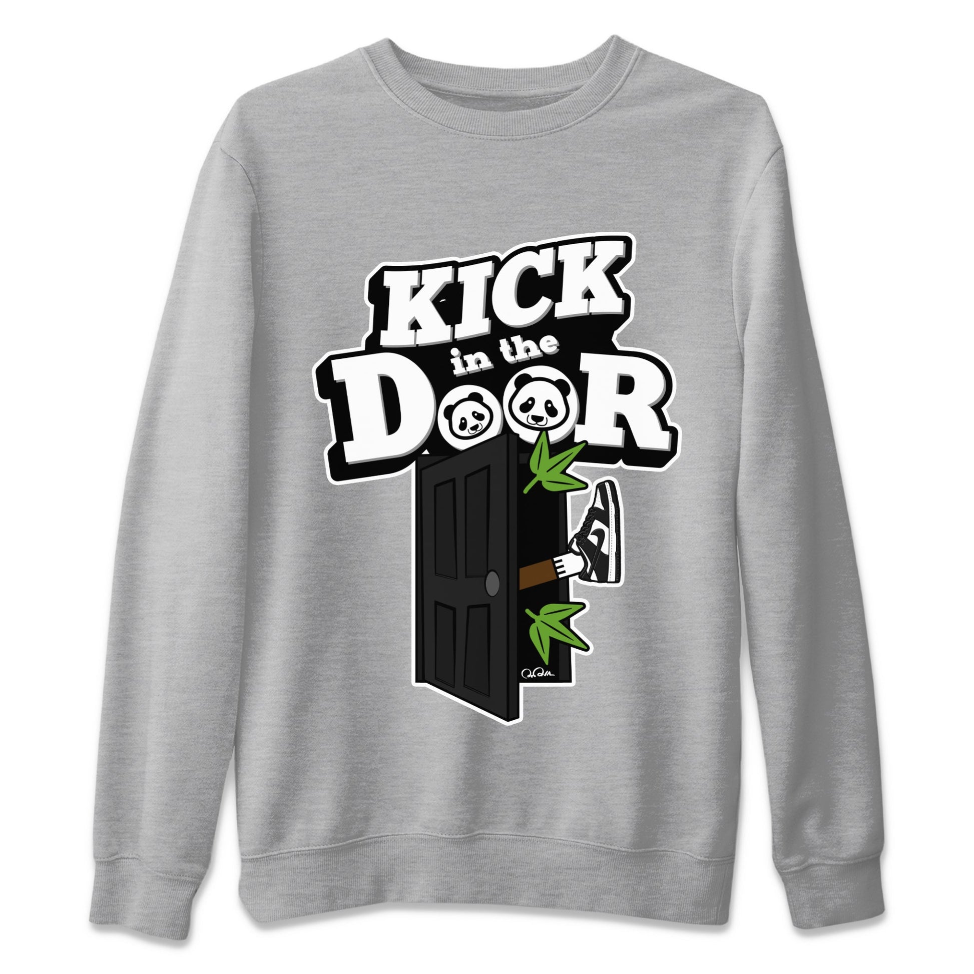 Dunk Panda Sneaker Match Tees Kick In The Door Sneaker Tees Dunk Low White Black SNRT Sneaker Release Tees Unisex Shirts Heather Grey 2