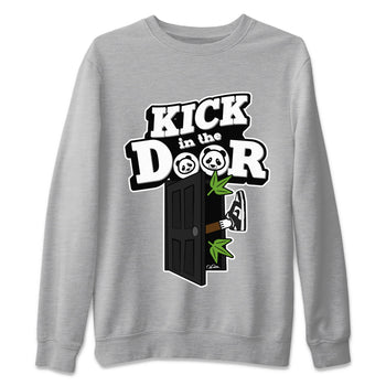 Dunk Panda Sneaker Match Tees Kick In The Door Sneaker Tees Dunk Low White Black SNRT Sneaker Release Tees Unisex Shirts Heather Grey 2