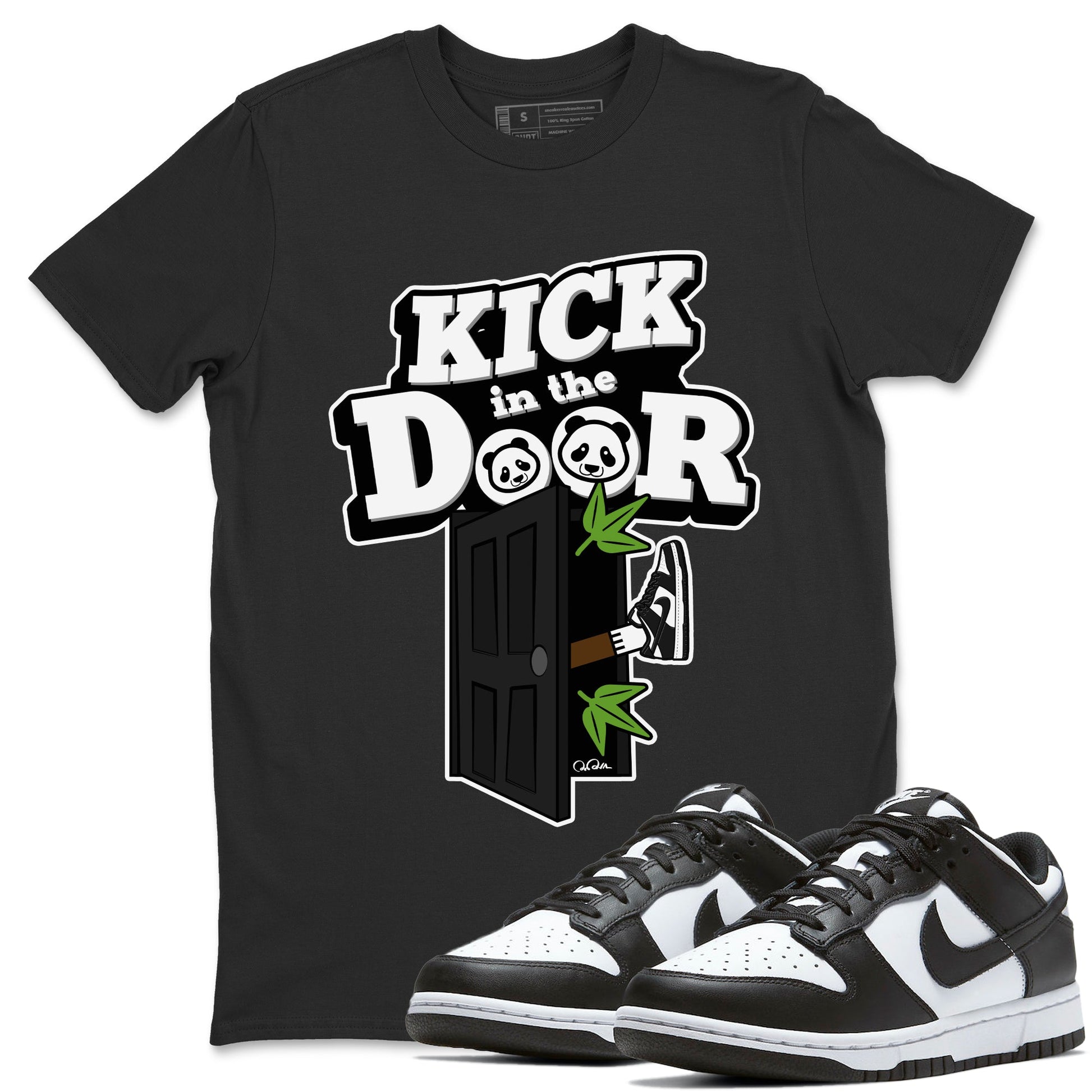 Dunk Panda Sneaker Match Tees Kick In The Door Sneaker Tees Dunk Low White Black SNRT Sneaker Release Tees Unisex Shirts Black 1