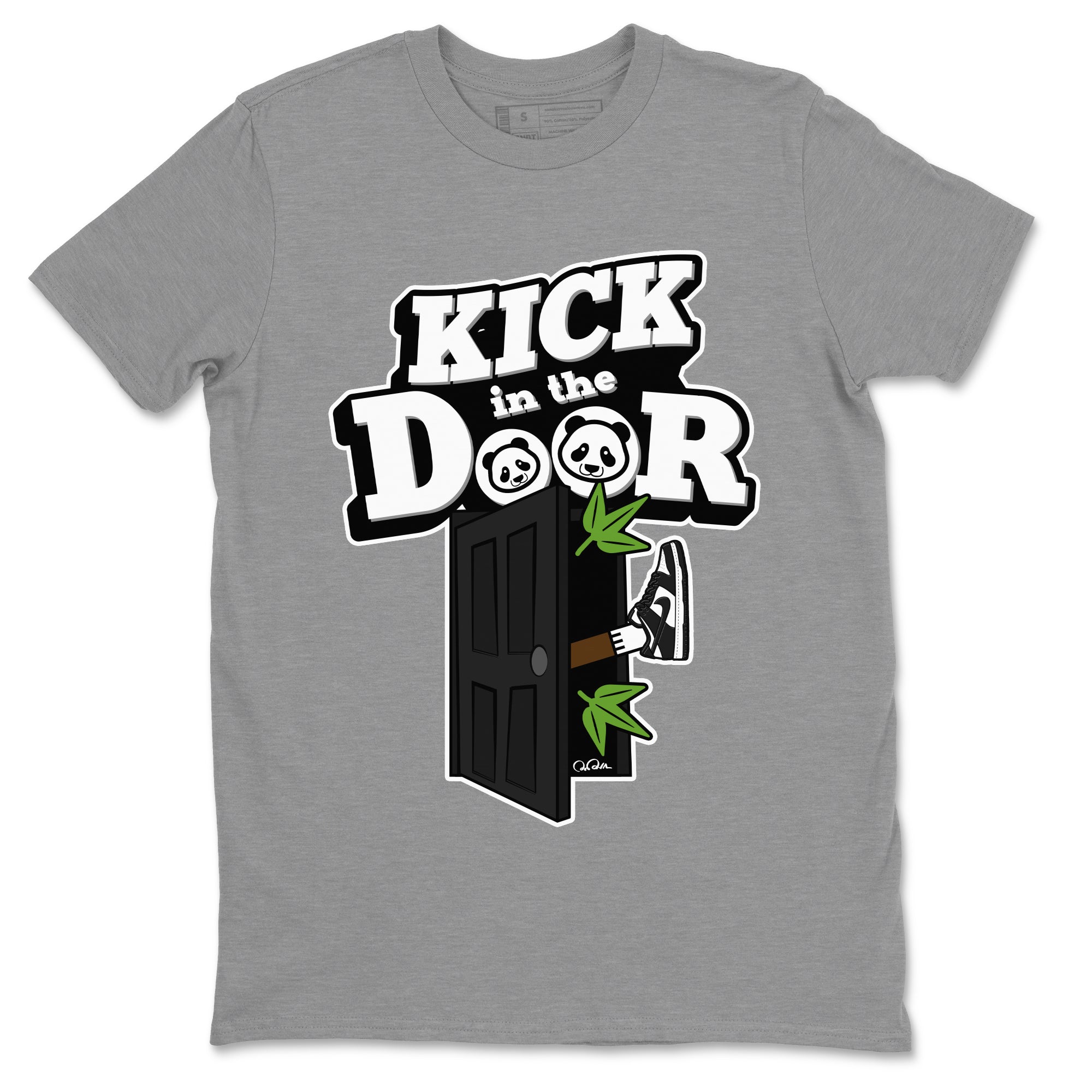 Dunk Panda Sneaker Match Tees Kick In The Door Sneaker Tees Dunk Low White Black SNRT Sneaker Release Tees Unisex Shirts Heather Grey 2
