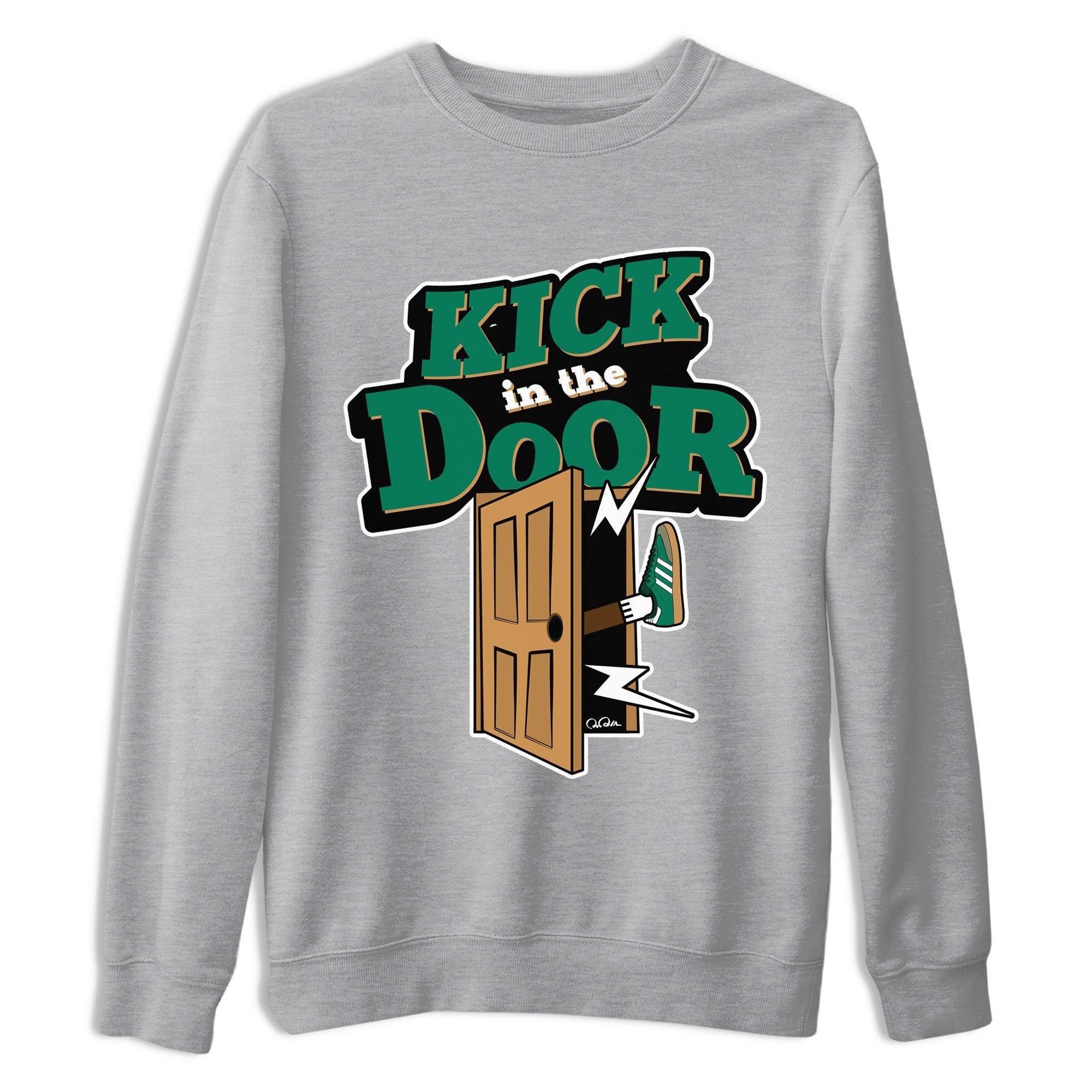 Samba Collegiate Green Gum shirt to match jordans Kick In The Door sneaker tees Adidas Green Gum SNRT Sneaker Release Tees Unisex Heather Grey 2 T-Shirt