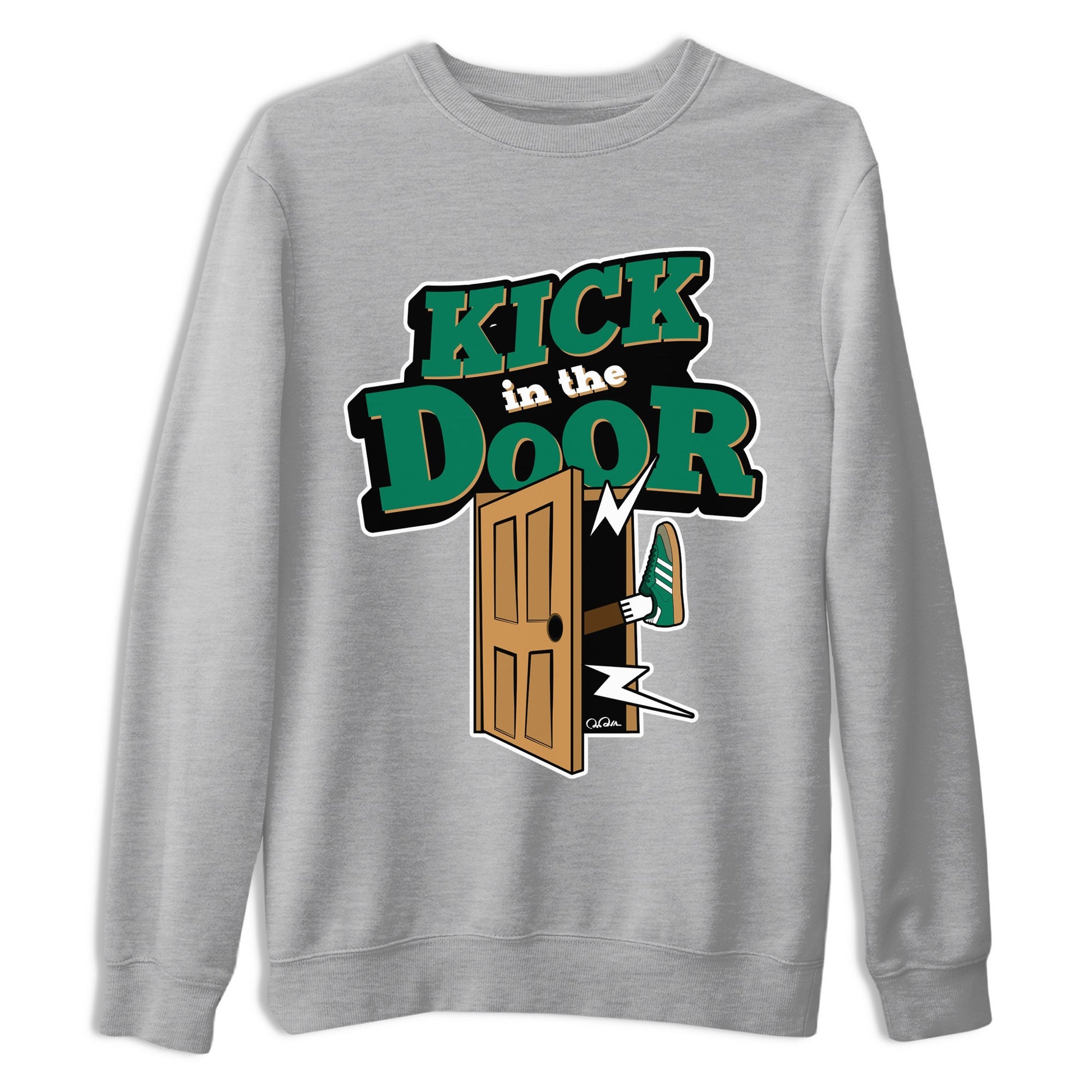 Samba Collegiate Green Gum shirt to match jordans Kick In The Door sneaker tees Adidas Green Gum SNRT Sneaker Release Tees Unisex Heather Grey 2 T-Shirt