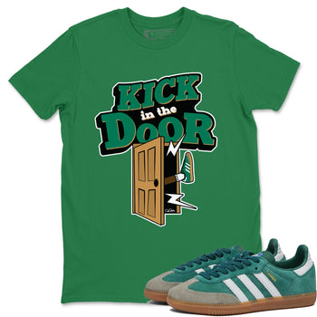 Samba Collegiate Green Gum shirt to match jordans Kick In The Door sneaker tees Adidas Green Gum SNRT Sneaker Release Tees Unisex Kelly Green 1 T-Shirt