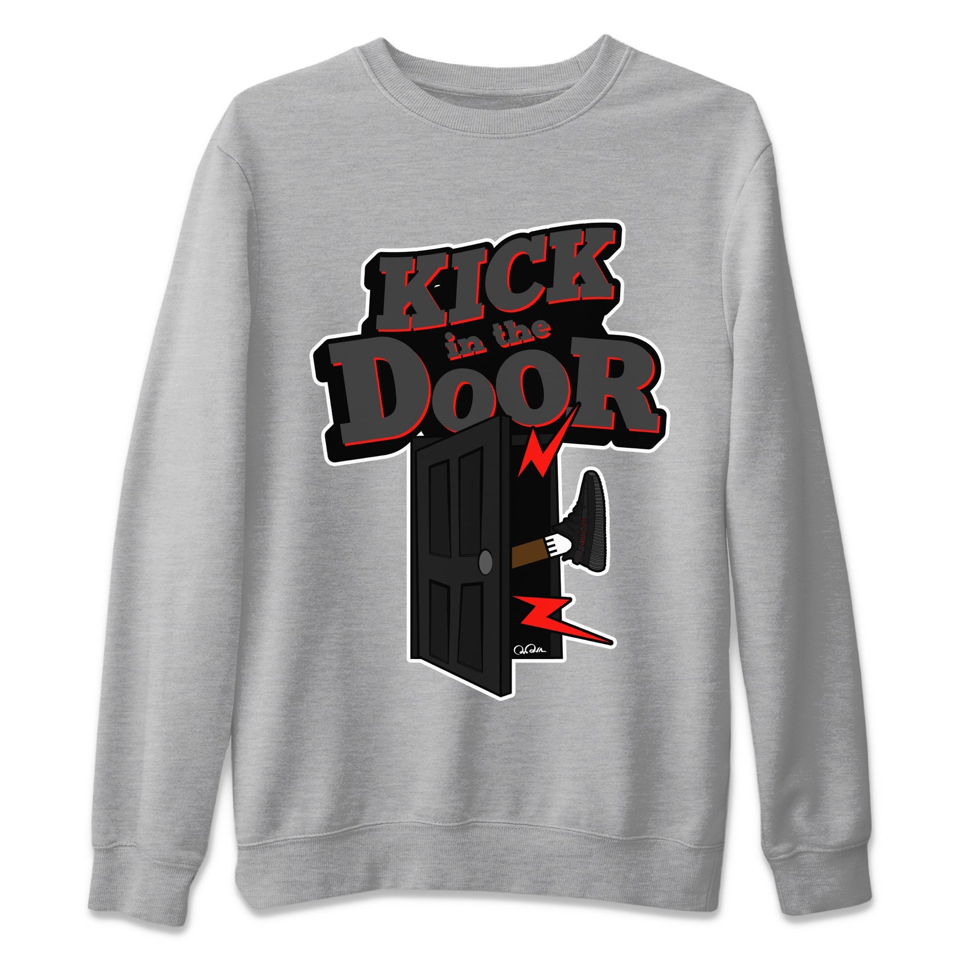 Yeezy 350 Bred shirt to match jordans Kick In The Door sneaker tees Adidas Yeezy Boost V2 350 Bred SNRT Sneaker Release Tees Unisex Heather Grey 2 T-Shirt
