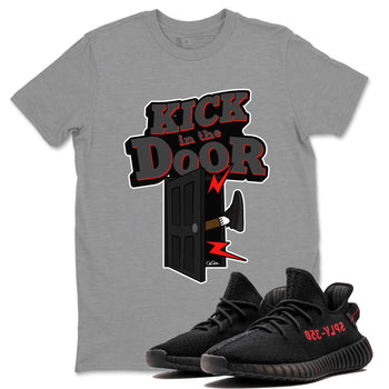 Yeezy 350 Bred shirt to match jordans Kick In The Door sneaker tees Adidas Yeezy Boost V2 350 Bred SNRT Sneaker Release Tees Unisex Heather Grey 1 T-Shirt