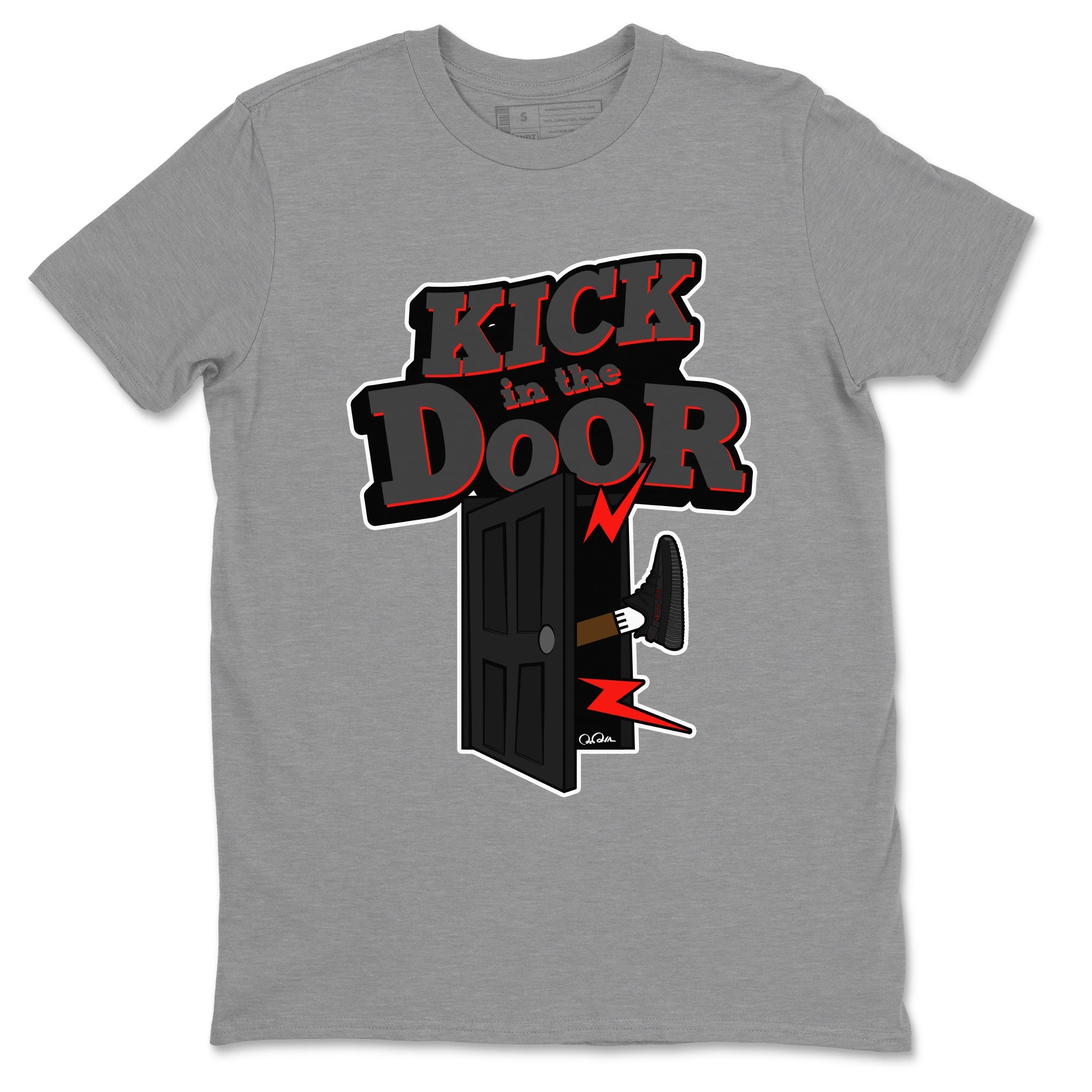 Yeezy 350 Bred shirt to match jordans Kick In The Door sneaker tees Adidas Yeezy Boost V2 350 Bred SNRT Sneaker Release Tees Unisex Heather Grey 2 T-Shirt