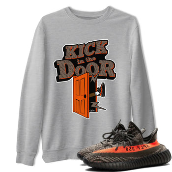 Yeezy 350 Carbon Beluga shirt to match jordans Kick In The Door sneaker tees Adidas Yeezy Boost 350 Carbon Beluga SNRT Sneaker Release Tees Unisex Heather Grey 1 T-Shirt