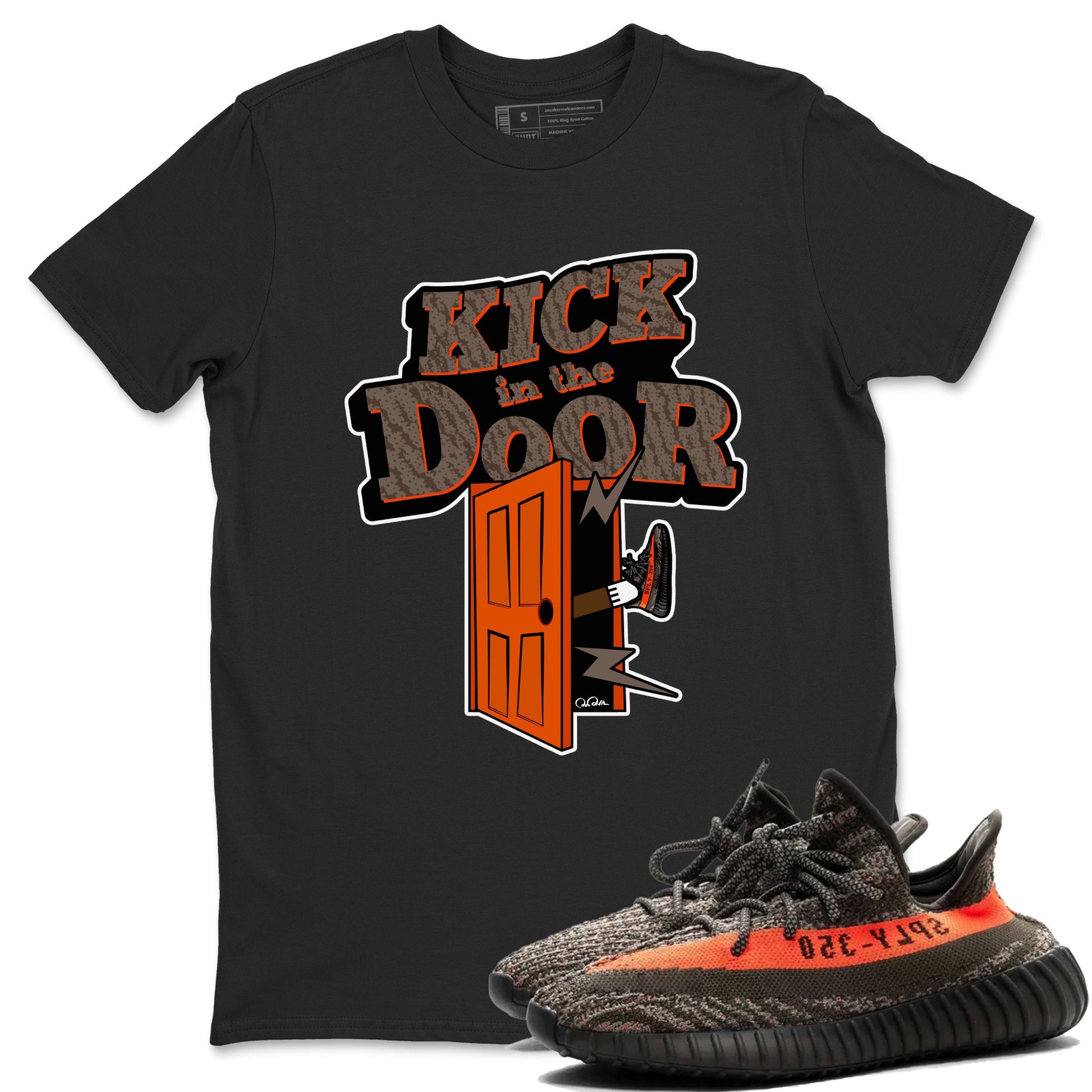 Yeezy 350 Carbon Beluga shirt to match jordans Kick In The Door sneaker tees Adidas Yeezy Boost 350 Carbon Beluga SNRT Sneaker Release Tees Unisex Black 1 T-Shirt