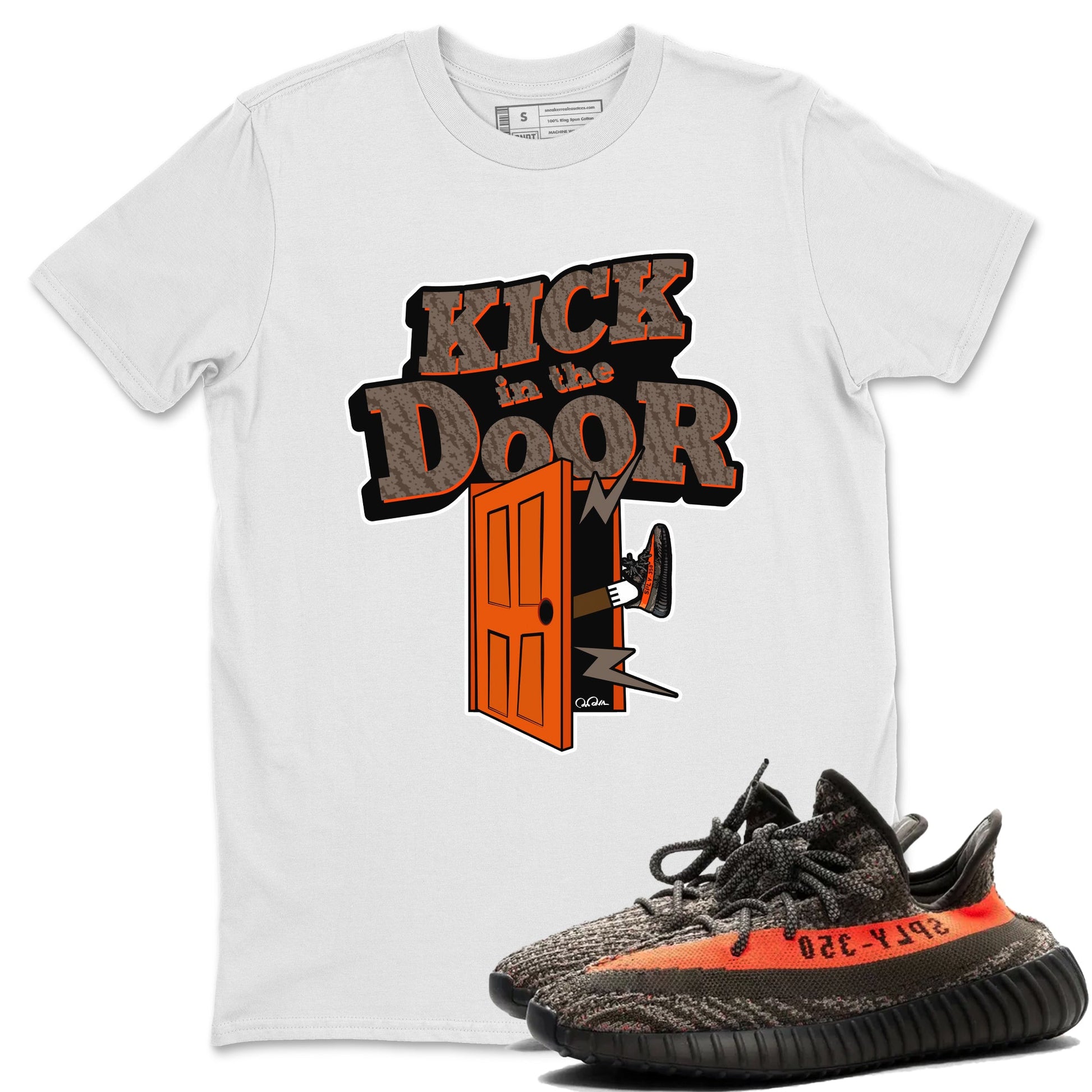 Yeezy 350 Carbon Beluga shirt to match jordans Kick In The Door sneaker tees Adidas Yeezy Boost 350 Carbon Beluga SNRT Sneaker Release Tees Unisex White 1 T-Shirt