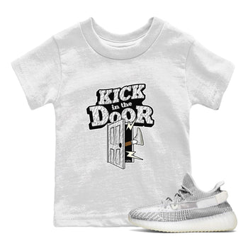 Yeezy 350 Static shirt to match jordans Kick In The Door sneaker tees Adidas Yeezy 350 Static SNRT Sneaker Release Tees Baby Toddler White 1 T-Shirt