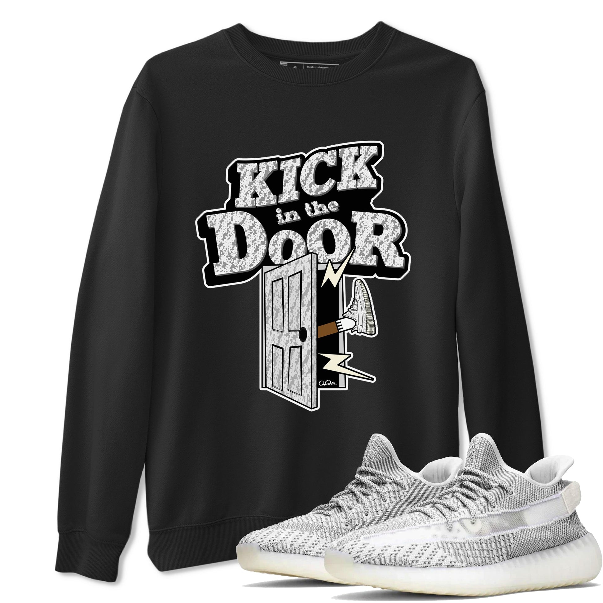 Yeezy 350 Static shirt to match jordans Kick In The Door sneaker tees Adidas Yeezy 350 Static SNRT Sneaker Release Tees Unisex Black 1 T-Shirt