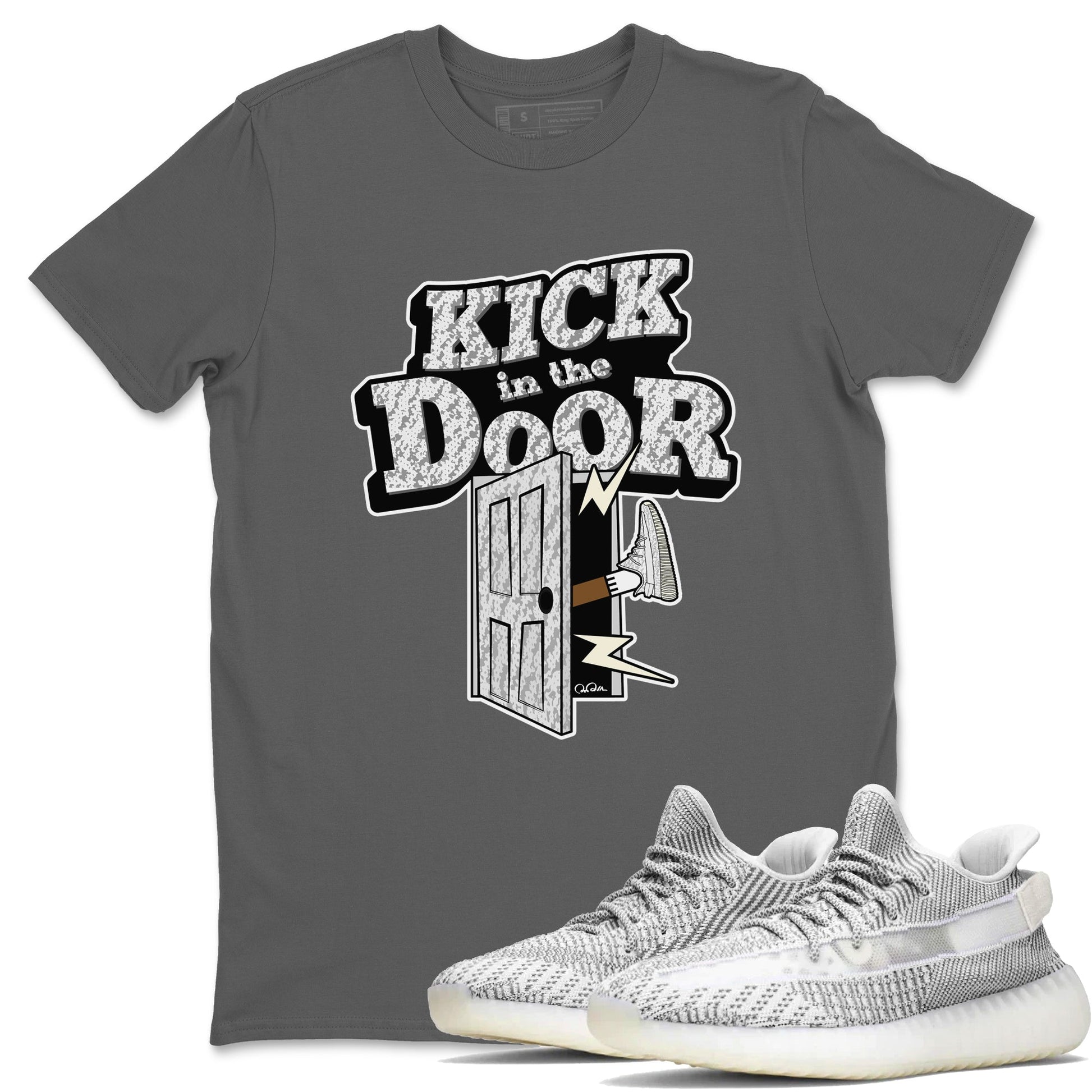 Yeezy 350 Static shirt to match jordans Kick In The Door sneaker tees Adidas Yeezy 350 Static SNRT Sneaker Release Tees Unisex Cool Grey 1 T-Shirt