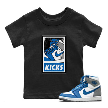 Jordan 1 True Blue Sneaker Match Tees KICKS Sneaker Tees Jordan 1 True Blue Sneaker Release Tees Kids Shirts