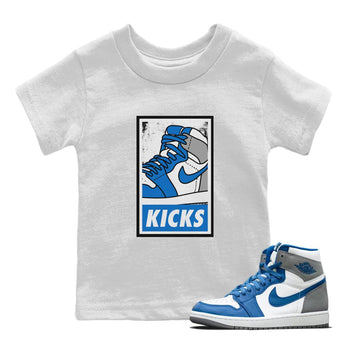 Jordan 1 True Blue Sneaker Match Tees KICKS Sneaker Tees Jordan 1 True Blue Sneaker Release Tees Kids Shirts