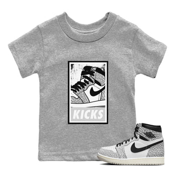 Jordan 1 White Cement Sneaker Match Tees KICKS Sneaker Tees Jordan 1 White Cement Sneaker Release Tees Kids Shirts