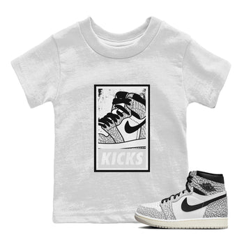 Jordan 1 White Cement Sneaker Match Tees KICKS Sneaker Tees Jordan 1 White Cement Sneaker Release Tees Kids Shirts