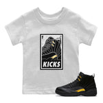 Jordan 12 Black Taxi Sneaker Match Tees KICKS Sneaker Tees Jordan 12 Black Taxi Sneaker Release Tees Kids Shirts
