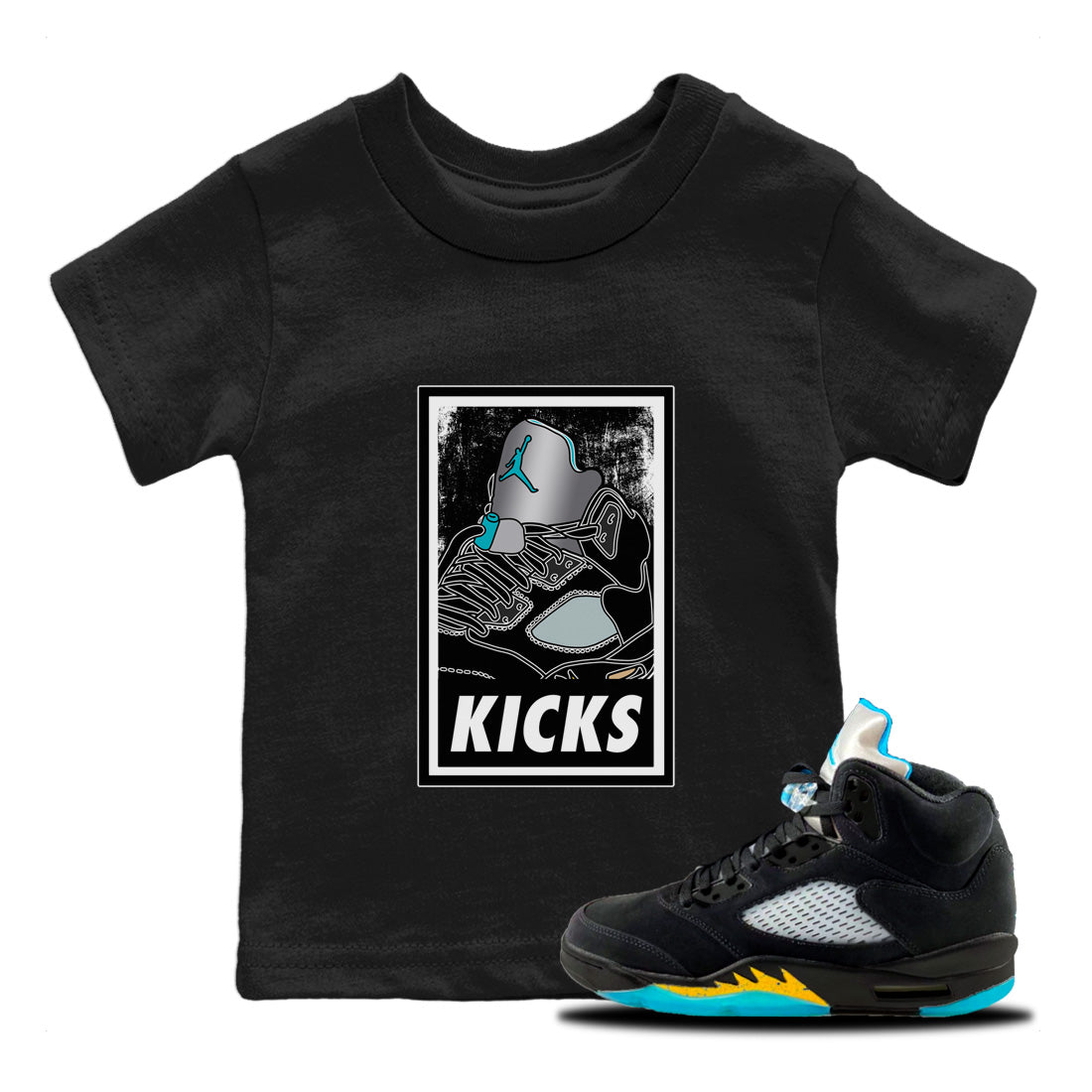 Jordan 5 Aqua Sneaker Match Tees KICKS Sneaker Tees Jordan 5 Aqua Sneaker Release Tees Kids Shirts