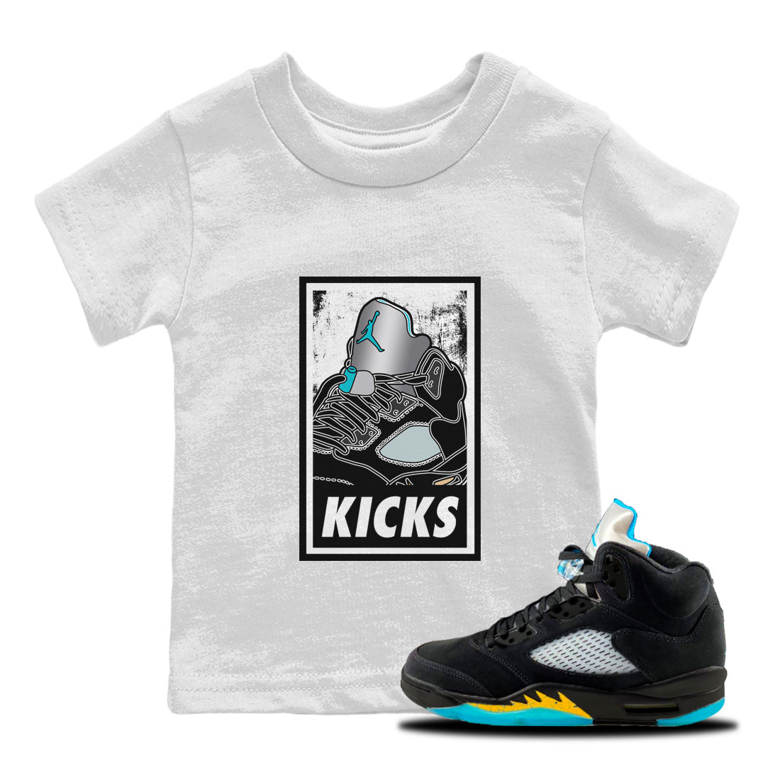 Jordan 5 Aqua Sneaker Match Tees KICKS Sneaker Tees Jordan 5 Aqua Sneaker Release Tees Kids Shirts