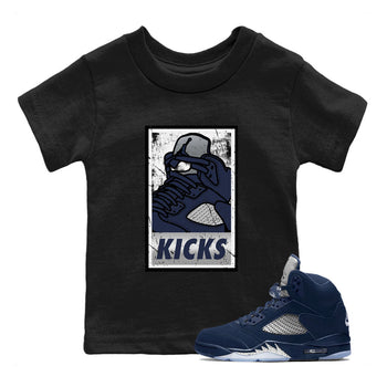AJ5 Georgetown shirt to match jordans KICKS sneaker tees Air Jordan 5 Midnight Navy SNRT Sneaker Release Tees Baby Toddler Black 1 T-Shirt