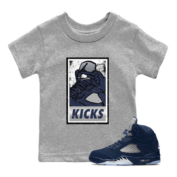 AJ5 Georgetown shirt to match jordans KICKS sneaker tees Air Jordan 5 Midnight Navy SNRT Sneaker Release Tees Baby Toddler Heather Grey 1 T-Shirt