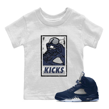 AJ5 Georgetown shirt to match jordans KICKS sneaker tees Air Jordan 5 Midnight Navy SNRT Sneaker Release Tees Baby Toddler White 1 T-Shirt