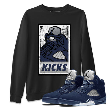 AJ5 Georgetown shirt to match jordans KICKS sneaker tees Air Jordan 5 Midnight Navy SNRT Sneaker Release Tees Unisex Black 1 T-Shirt