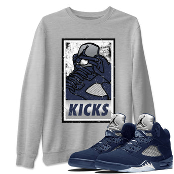 AJ5 Georgetown shirt to match jordans KICKS sneaker tees Air Jordan 5 Midnight Navy SNRT Sneaker Release Tees Unisex Heather Grey 1 T-Shirt
