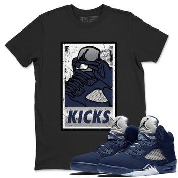 AJ5 Georgetown shirt to match jordans KICKS sneaker tees Air Jordan 5 Midnight Navy SNRT Sneaker Release Tees Unisex Black 1 T-Shirt