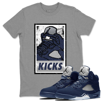 AJ5 Georgetown shirt to match jordans KICKS sneaker tees Air Jordan 5 Midnight Navy SNRT Sneaker Release Tees Unisex Heather Grey 1 T-Shirt