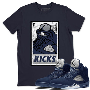 AJ5 Georgetown shirt to match jordans KICKS sneaker tees Air Jordan 5 Midnight Navy SNRT Sneaker Release Tees Unisex Navy 1 T-Shirt